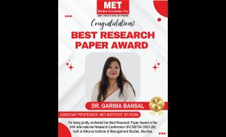 MET PGDM Shines at 24th International Research Conference with Best Paper Award