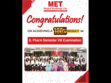 100% Success in B.Pharm Semester VIII Examination