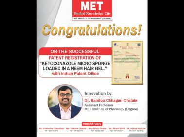 MET Pharmacy Receives Indian Patent for Innovative Hair Gel Formulation