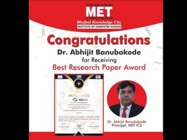 MET Academician receives Best Research Paper Award