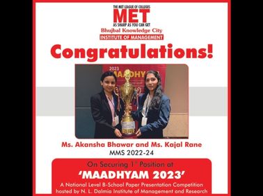 MMS Students secured 1st position & cash prize